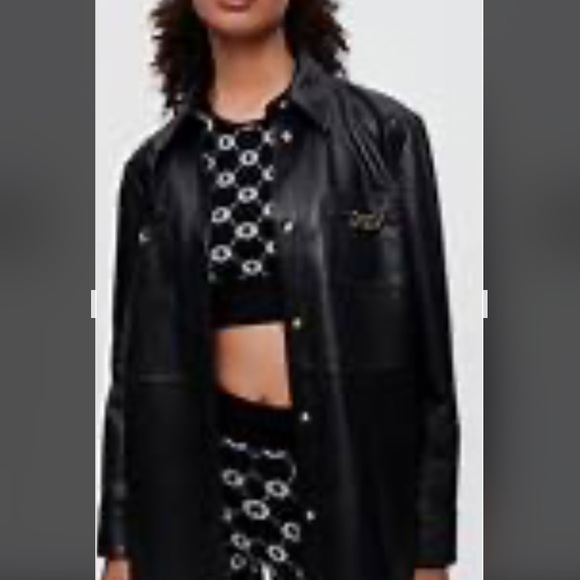 Maje Black leather shirt. Size 2 equivalent to medium. - Picture 2 of 7